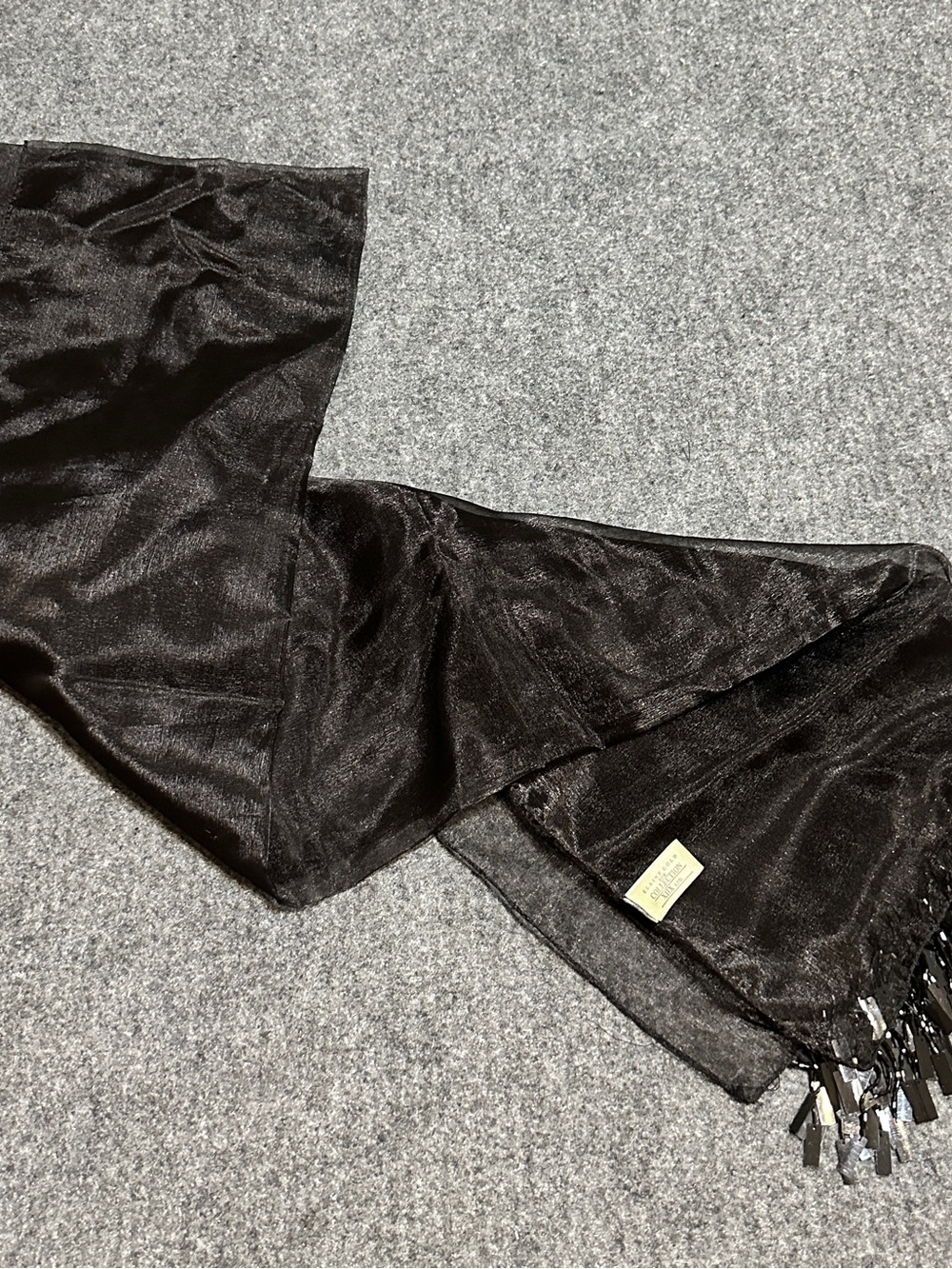 Vintage black evening scarf from the label Gold for Collection XIIX.